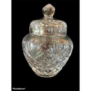 Lead Crystal Ginger Jar w/Lid Made By Cyrstal Clear Industries, Poland